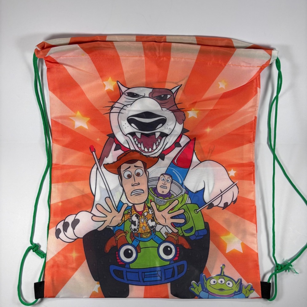 Toy Story Drawstring Backpack Woody Buzz‎ Alien Rocket Dog Orange Sunburst
